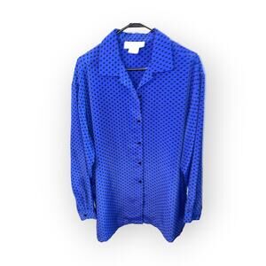 Vintage Ashley Hall Over Sized Blue Nylon Shirt | Size Large | EUC